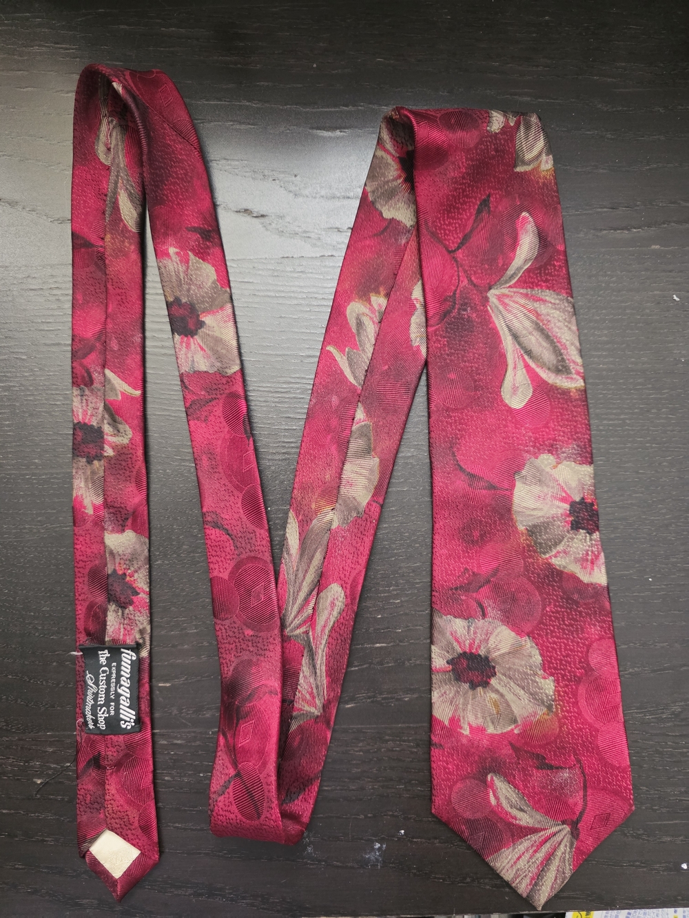 100%silk Vintage Classic Floral Skinny Tie - Red